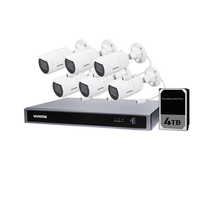 Vivotek AI 6 Camera Kit: 6x 5MP VF Dome, IK10, 8CH AI NVR, 4TB HDD