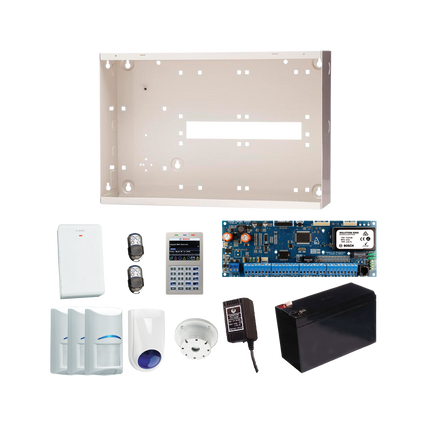 Bosch BOSCH7045 6000 Kit Includes 1X Solution 6000 Panel 1X White Prox Keypad 1X Metal Enclosure 3X Wireless PIR'S 1X Rf Receiver 2X Premium Fobs 1X Battery 1X Power Supply 1X Slimline Siren 1X Top Hat Sounder
