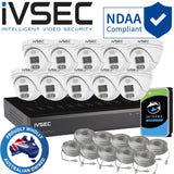 IVSEC Security System: 10x 4MP Adv. Deter, Turrets, 16-Channel 12MP NVR, SMD