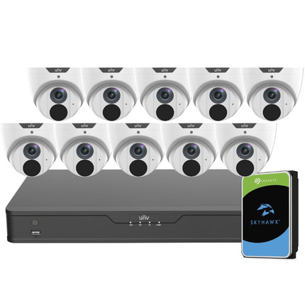 Uniview EasyStar Security System: 10x 6MP Turret Cams, 16CH 4K NVR + HDD