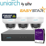 Uniarch Security System: 4-Channel NVR Pro, 3 X 6MP Dome, EasyStar