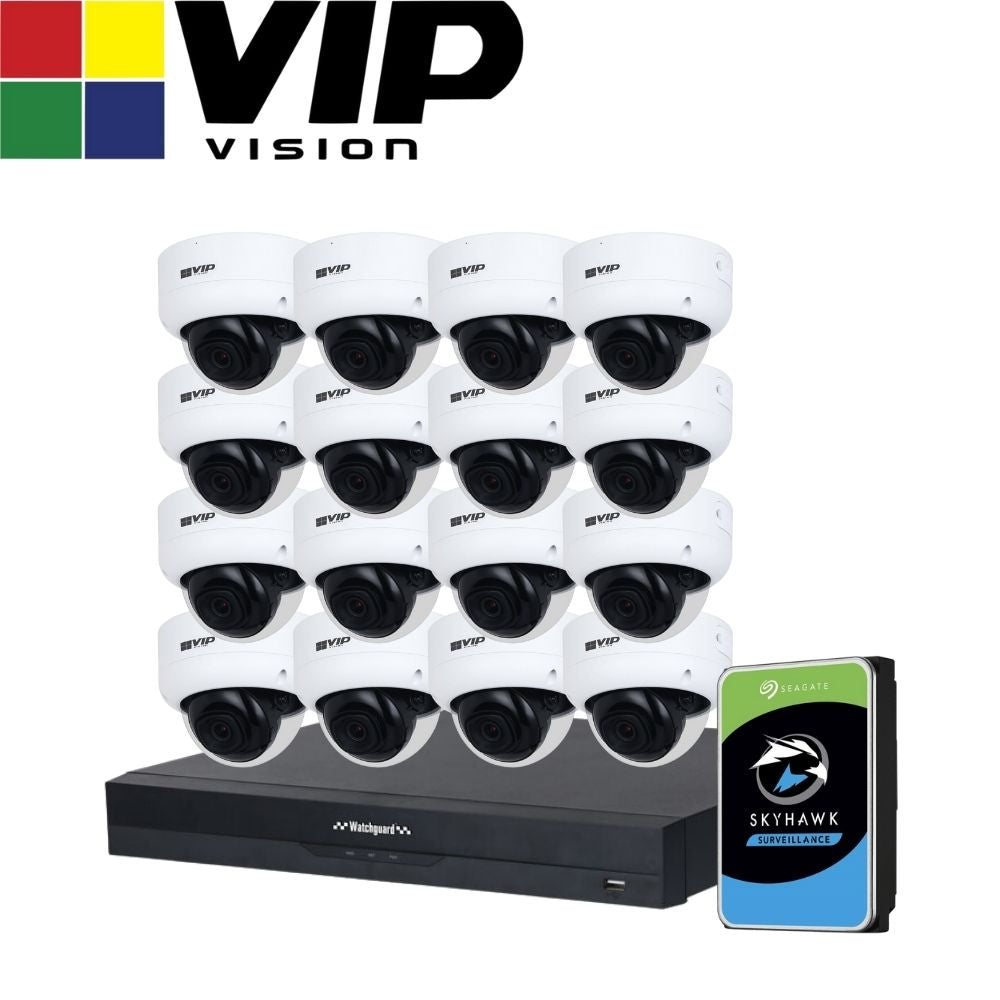 VIP Vision AI Security System: 16x 6MP AI Dome Cams, 16MP WatchGuard 16CH AI NVR