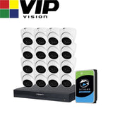 VIP Vision AI Security System: 16x 6MP AI Turret Cams, 16MP WatchGuard 16CH AI NVR