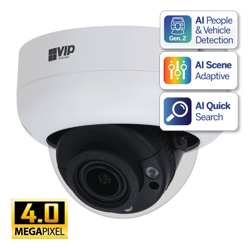 VIP Vision Professional AI Series 4.0MP Motorised Vandal Dome