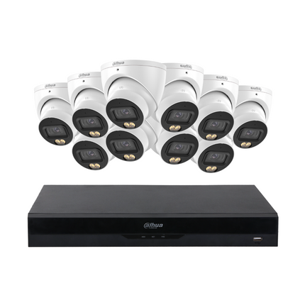 Dahua Security Kit: 10x 5MP WizColor Turrets, WizSense AI, White Light, SMD+