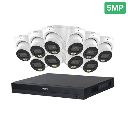 Dahua Security Kit: 10x 5MP WizColor Turrets, WizSense AI, White Light, SMD+