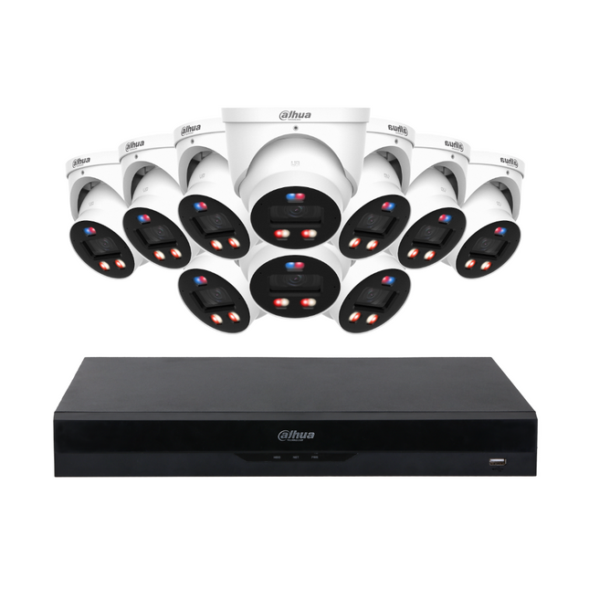 Dahua CCTV Kit: 10x HDW3849H-AS-PV-PRO-ANZ, SMD 4.0, TIOC 3.0 Pro, Siren & Lights