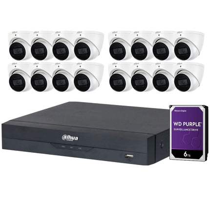 Dahua 16-Channel Security Kit: 16MP WizSense AI NVR, 16 X 5MP Lite Turret, Starlight, SMD