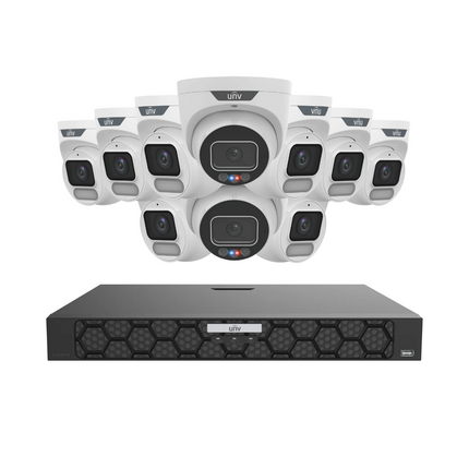 Uniview Security Kit: 2x 8MP TriGuard Alarm + 8x 8MP OwlView Turret, IQ Series NVR, Active Deterrent