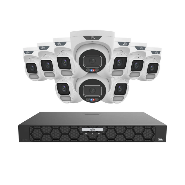 Uniview Security Kit: 2x 6MP TriGuard Alarm + 8x 6MP OwlView Turret, IQ Series NVR, Active Deterrent