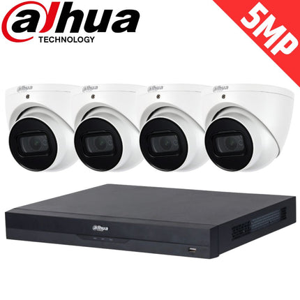Dahua 4-Channel Security Kit: 16MP WizSense AI NVR, 4 X 5MP Lite Turret, Starlight, SMD