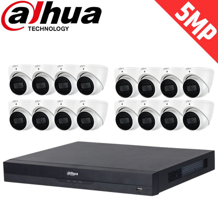Dahua 16-Channel Security Kit: 16MP WizSense AI NVR, 16 X 5MP Lite Turret, Starlight, SMD
