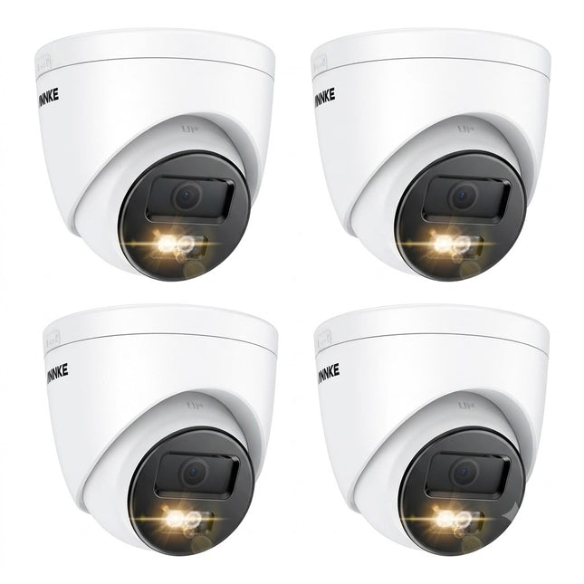 ANNKE 4-Camera 4K 8MP PoE Outdoor Turret Security Camera System, Color Night Vision, Human & Vehicle Detection, IP67
