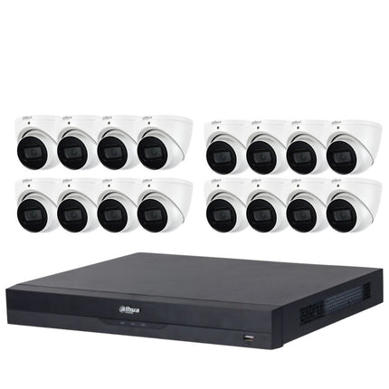 Dahua 16-Channel Security Kit: 16MP WizSense AI NVR, 16 X 5MP Lite Turret, Starlight, SMD