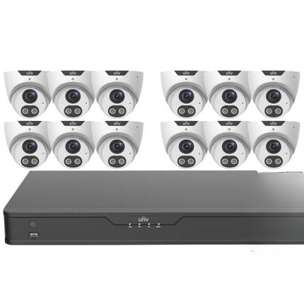 Uniview ColourHunter Security System: 12x 8MP Turret Cams, 16CH 4K NVR