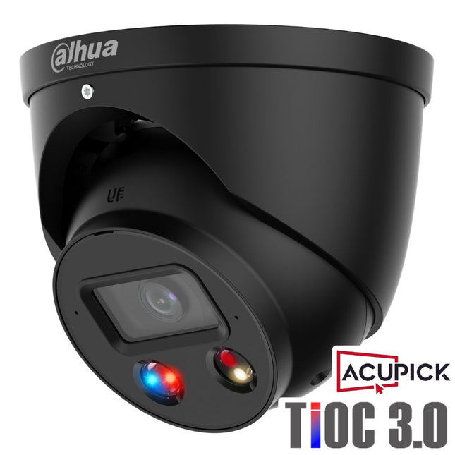Dahua IPC-HDW3649H-AS-PV-ANZ-S2-BLK Security Camera: 6MP TiOC 3.0 Turret, 2.8mm, WizSense, Smart Dual Light, AcuPick, SMD 4.0, IP67