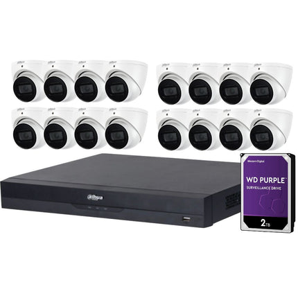 Dahua 16-Channel Security Kit: 16MP WizSense AI NVR, 16 X 5MP Lite Turret, Starlight, SMD