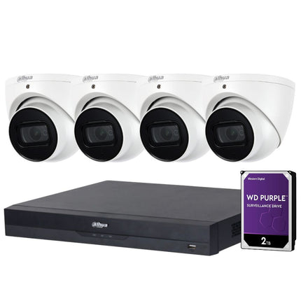 Dahua 4-Channel Security Kit: 16MP WizSense AI NVR, 4 X 5MP Lite Turret, Starlight, SMD