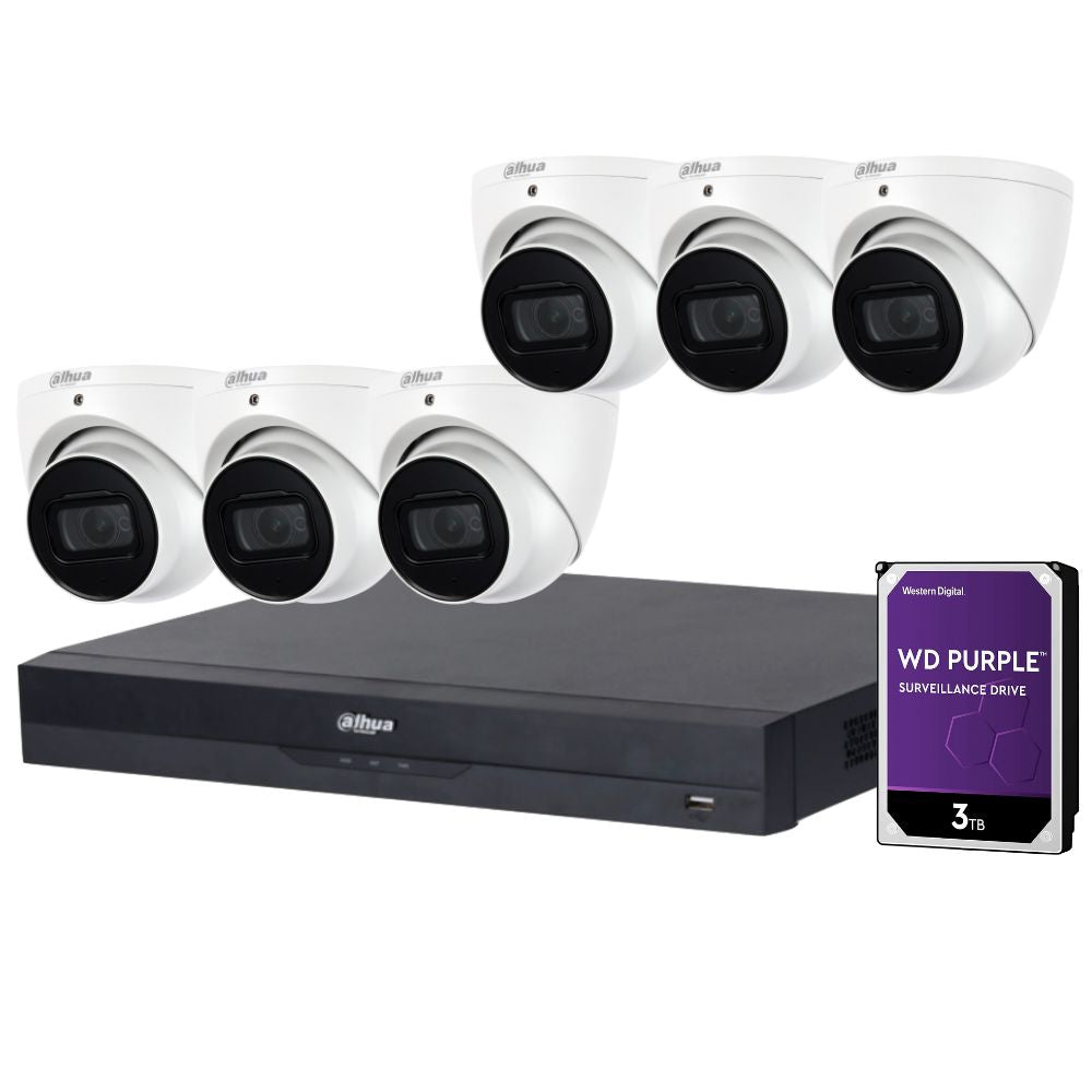 Dahua Security Kit: 6x 5MP Lite Turrets, SMD, Mic, IR 30m – Spy