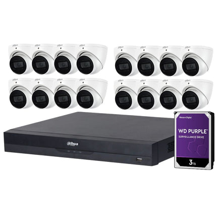Dahua 16-Channel Security Kit: 16MP WizSense AI NVR, 16 X 5MP Lite Turret, Starlight, SMD