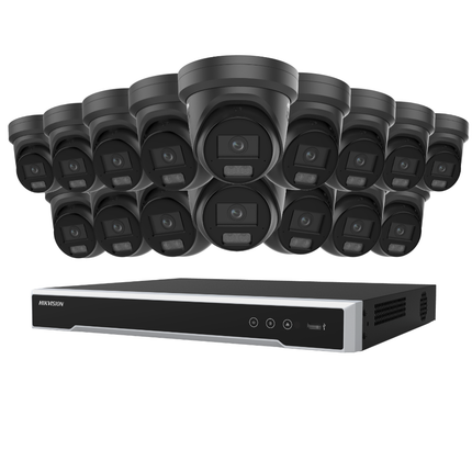 Hikvision Security Kit: 16x 8MP (4K UltraHD) ColorVu Smart Hybrid Light Turrets, M-Series Pro NVR - DS-2CD2387G3-LIS2UY/SL