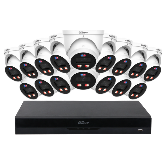 Dahua CCTV Kit: 16x HDW3849H-AS-PV-PRO-ANZ, SMD 4.0, TIOC 3.0 Pro, Siren & Lights