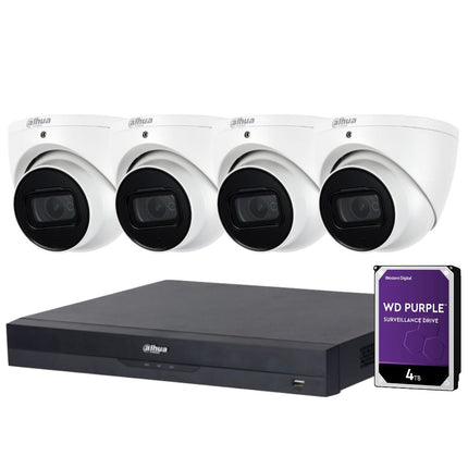 Dahua 4-Channel Security Kit: 16MP WizSense AI NVR, 4 X 5MP Lite Turret, Starlight, SMD