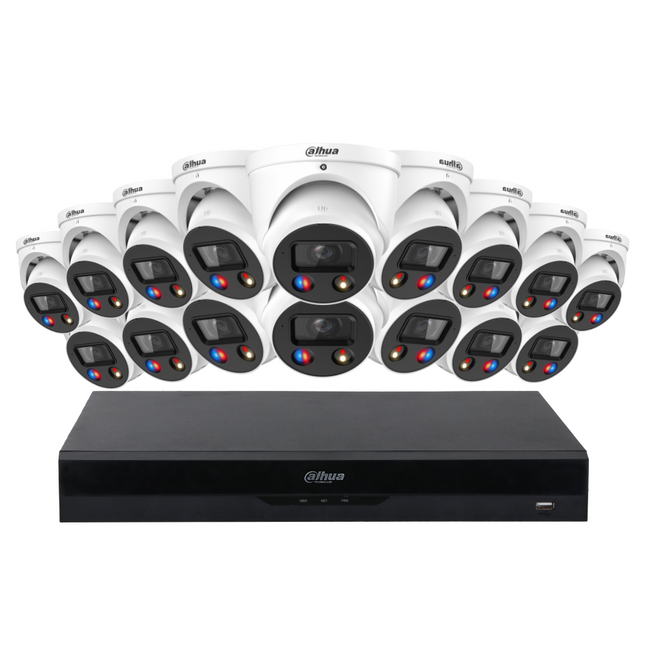 Dahua Security Kit: 16x 8MP (4K Ultra HD) TiOC 3.0 Turrets, SMD 4.0, Siren & Light Alarm, 2-Way Talk, AI, NVR