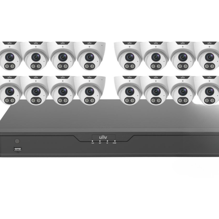 Uniview ColourHunter Security System: 16x 8MP Turret Cams, 16CH 4K NVR