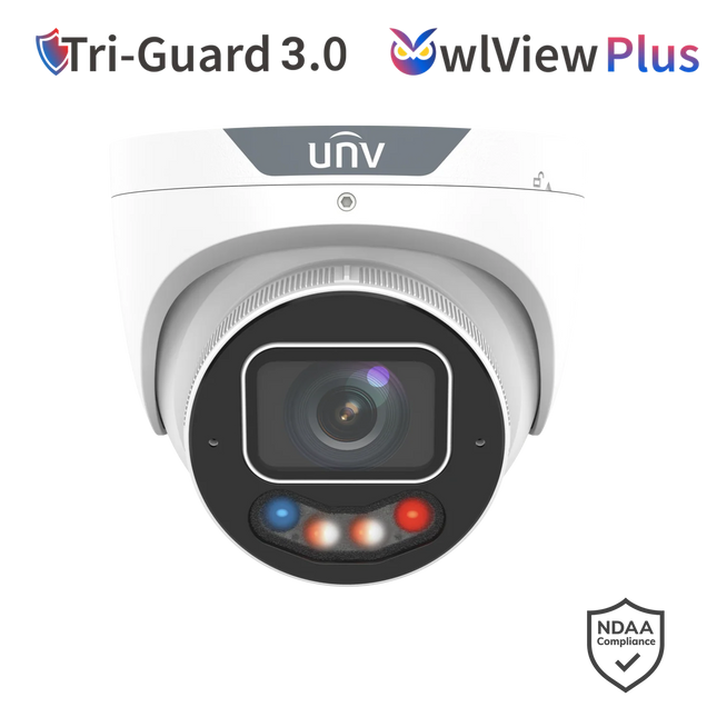 Uniview Security Camera: 8MP Turret, Motorized VF, Tri-Guard Dual-Light, IP67 - IPC3638SE-ADZKMC-WP-I1