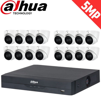 Dahua 16-Channel Security Kit: 16MP WizSense AI NVR, 16 X 5MP Lite Turret, Starlight, SMD