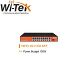 Wi-Tek 250M Long Range PoE Switch with 16Port PoE- WI-PS518GH
