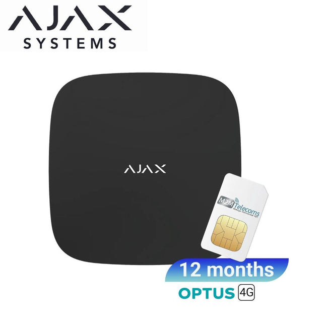 Ajax Hub 2 (4G) (Black) Optus 4G SIM (12months plan) - Ajax-80012