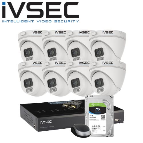 IVSEC 8 Channel Security Kits: KIT LX SERIES 8 X NC000XA IP CAM+ NR008XA-2TB 8 PoE NVR 4K, BASIC IVS - LVK-0008
