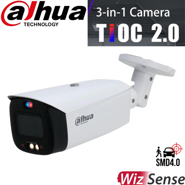 Dahua Security Camera: 6MP TiOC 2.0 Bullet, WizSense, Full-Colour, Active Deterence - DH-IPC-HFW3649T1-AS-PV-ANZ