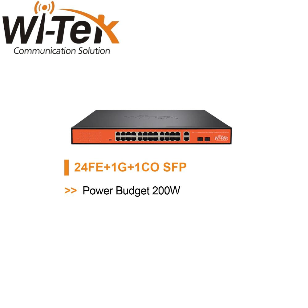 Wi-Tek 250M Long Range PoE Switch 24Port PoE- WI-PS526GH