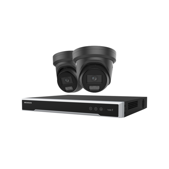 Hikvision Security Kit: 2x 6MP ColorVu Smart Hybrid Light Turrets, M-Series Pro NVR - DS-2CD2367G3-LIS2UY/SL