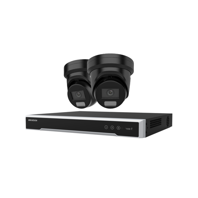 Hikvision Security Kit: 2x 8MP (4K UltraHD) AcuSense Lights & Audio Turrets, M-Series Pro NVR - DS-2CD2386G2H-IS2U/SL