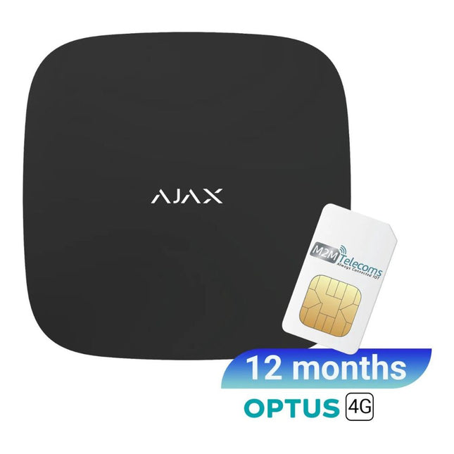Ajax Hub 2 (4G) (Black) Optus 4G SIM (12months plan) - Ajax-80012