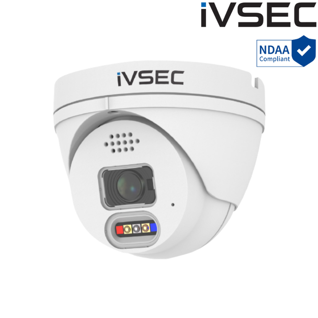 IVSEC Security Camera: 5MP, 2.8mm, Active Deterrence, Two-Way Audio, IP67 - NC110ADX
