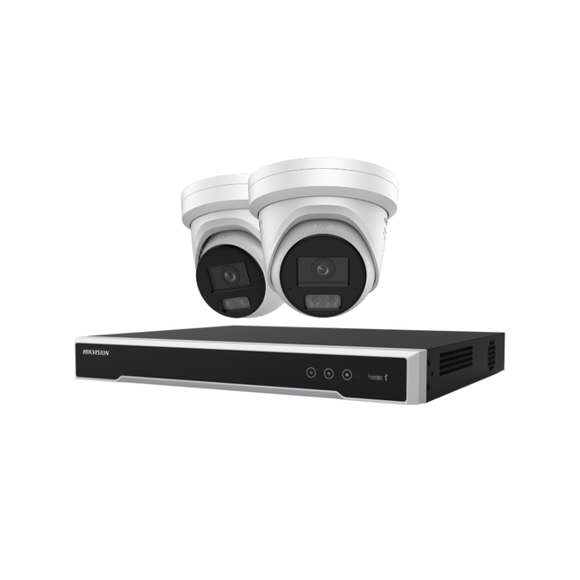 Hikvision Security Kit: 2x 6MP ColorVu Smart Hybrid Light Turrets, M-Series Pro NVR - DS-2CD2367G3-LIS2UY/SL