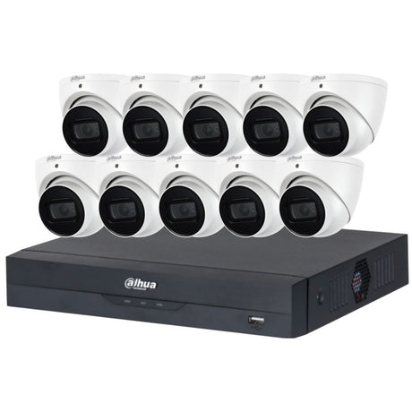 Dahua 16-Channel Security Kit: 16MP WizSense AI NVR, 10 X 5MP Lite Turret, Starlight, SMD