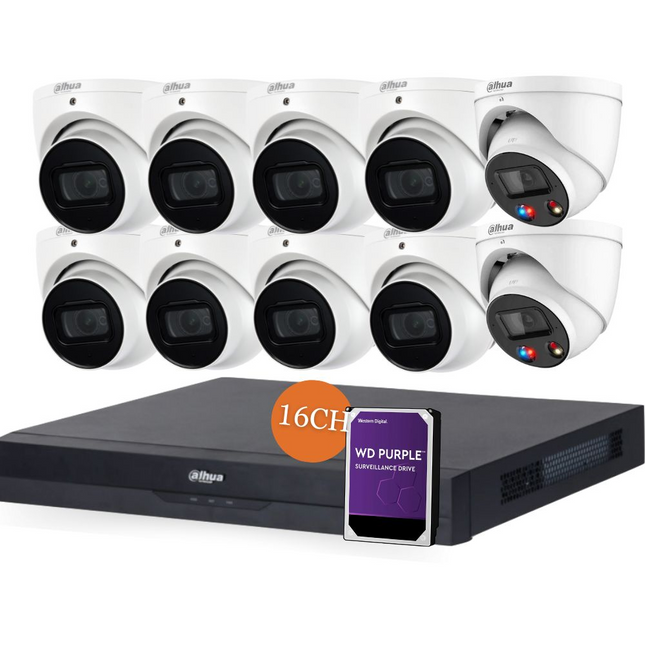 Dahua CCTV Kit: 8x HDW3666EMP-S-AUS, 2x TIOC 3.0, SMD 4.0, Starlight, Siren & Lights