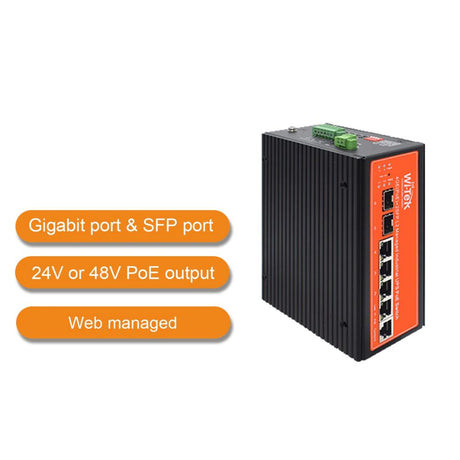Wi-Tek 4GE+2SFP L2 managed UPS No-break Industrial PoE Switch WI-PMS306GF-UPS-I