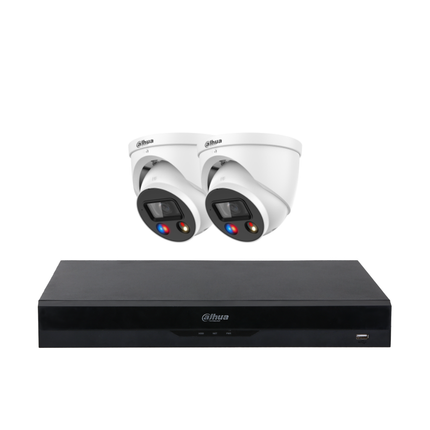Dahua Security Kit: 2x 6MP TiOC 3.0 Turrets, SMD 4.0, Siren & Light Alarm, 2-Way Talk, AI, NVR