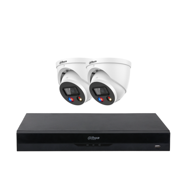 Dahua Security Kit: 2x 6MP TiOC 3.0 Turrets, SMD 4.0, Siren & Light Alarm, 2-Way Talk, AI, NVR