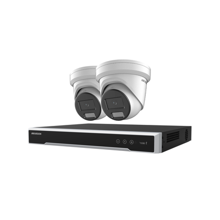 Hikvision Security Kit: 2x 6MP AcuSense Lights & Audio Turrets, M-Series Pro NVR - DS-2CD2366G2H-IS2U/SL