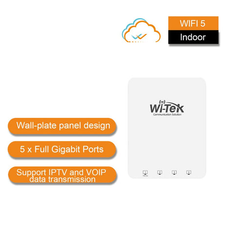 Wi-Tek Wi-Fi 5 1300Mbps Gigabit Wall-plate Wireless Access Point - WI-AP417P