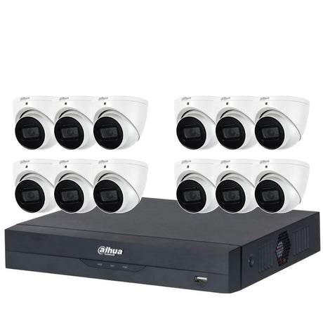 Dahua 16-Channel Security Kit: 16MP WizSense AI NVR, 12 X 5MP Lite Turret, Starlight, SMD