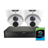 Uniview LightHunter Security System: 2x 8MP Turret Cams, 4CH 4K NVR + HDD